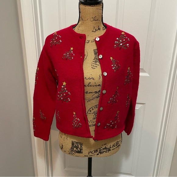 Karen Scott Wool Christmas Cardigan - Picture 10 of 13